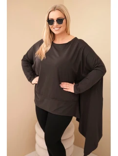 Dámská tunika Plus Size z bavlny s asymetrickým model 21808707 hnědá - K-Fashion