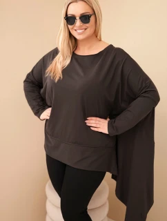 Dámská tunika Plus Size z bavlny s asymetrickým model 21808707 hnědá - K-Fashion