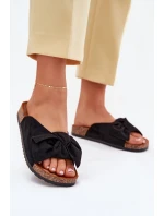 Dámské Pantofle Na Korkové Podešvi S Mašlí Černé model 21701497 - Boto Dámské Pantofle Na Korkové Podešvi S Mašlí Černé model 21701497 - Boto