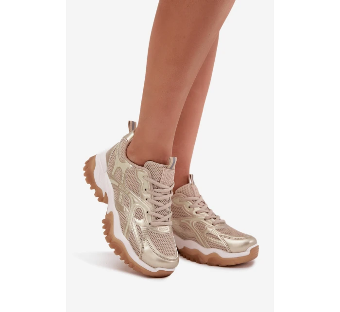 Dámské Sportovní Tenisky Big Star SS274014 Béžovo-Zlaté Dámské Sportovní Tenisky Big Star SS274014 Béžovo-Zlaté