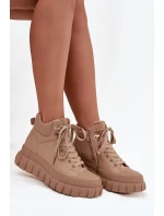 Dámské zateplené kozačky trapery na platformě Camel model 21747749 - Boto Dámské zateplené kozačky trapery na platformě Camel model 21747749 - Boto