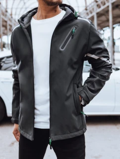 Pánská softshellová bunda s kapucí tmavě šedá model 21970382 - Dstreet
