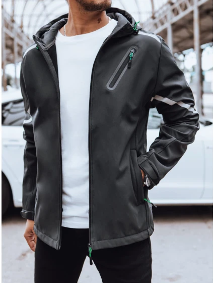 Pánská softshellová bunda s kapucí tmavě šedá Dstreet TX4481