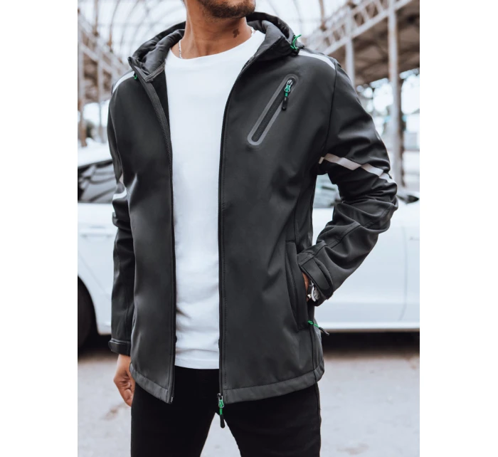 Pánská softshellová bunda s kapucí tmavě šedá Dstreet TX4481