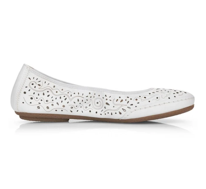 Kožená pohodlná polobotka W model 22033618 bílá - Rieker Kožená pohodlná polobotka W model 22033618 bílá - Rieker