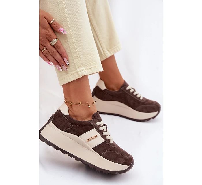 Dámské tenisky na platformě z přírodní semiše čokoládové Rosinae Dámské tenisky na platformě z přírodní semiše čokoládové Rosinae