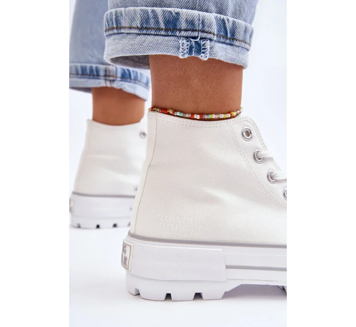 Vysoký Látkové tenisky na platformě Big Star LL274156 Bílá Vysoký Látkové tenisky na platformě Big Star LL274156 Bílá