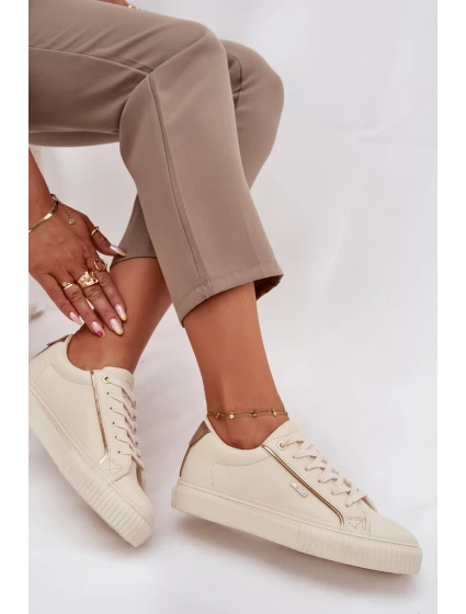 Dámské tenisky z ECO kůže Big Star – béžové/zlaté Dámské tenisky z ECO kůže Big Star – béžové/zlaté