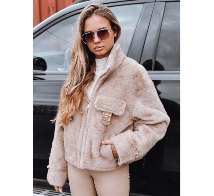 FashionStreet dámský krátký béžový kožich TY5248