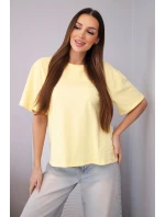 Dámská bavlněná basic halenka s krátkým rukávem žlutá Dámská bavlněná basic halenka s krátkým rukávem žlutá