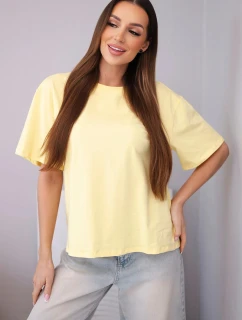 Dámská bavlněná basic halenka s krátkým rukávem žlutá
