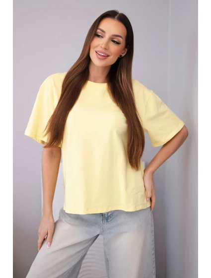 Dámská bavlněná basic halenka s krátkým rukávem žlutá
