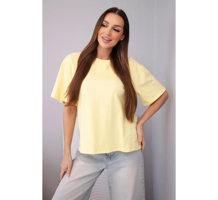 Dámská bavlněná basic halenka s krátkým rukávem žlutá