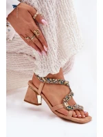 Dámské Sandály Na Podpatku S  Béžové model 21693547 - Artiker