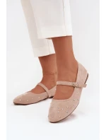 Zdobené dámské baleríny s páskem růžové model 21710842 - Boto