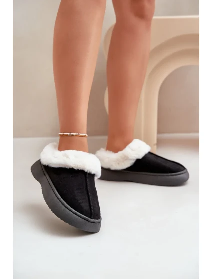 Dámské Pantofle S Kožešinou Černé Zinntia Dámské Pantofle S Kožešinou Černé Zinntia