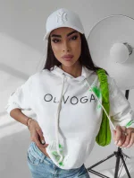 Dámská mikina 277250 ecru-zelená - Ola Voga