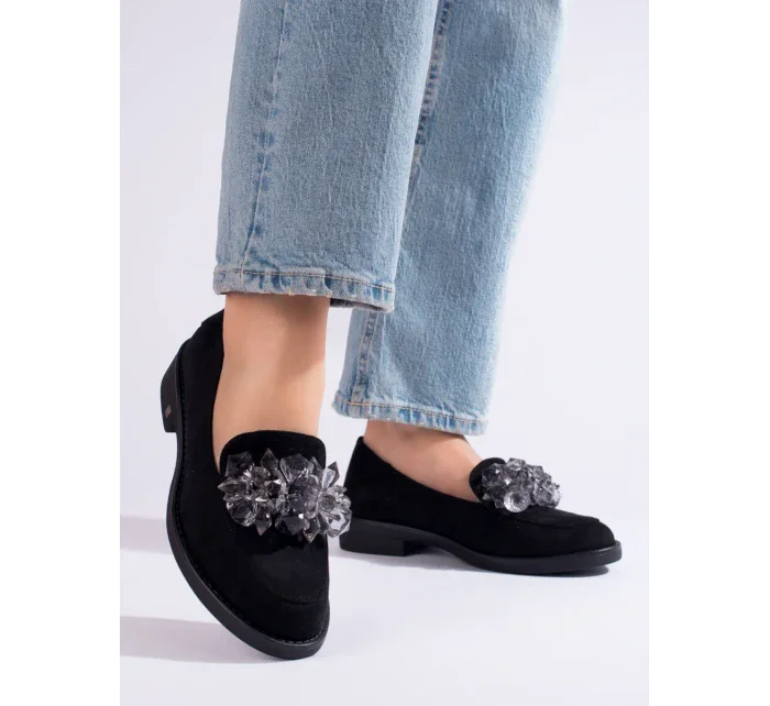 Jedinečné  polobotky dámské černé bez podpatku