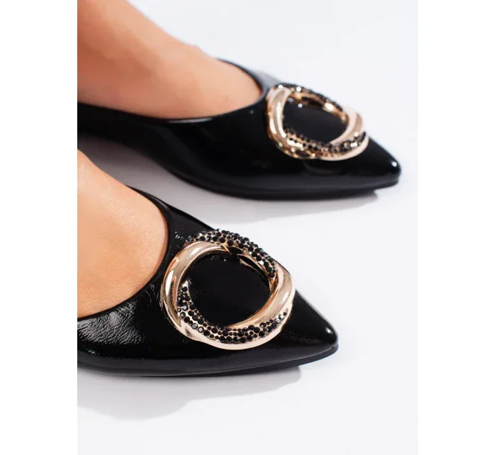 Trendy  baleríny černé dámské bez podpatku