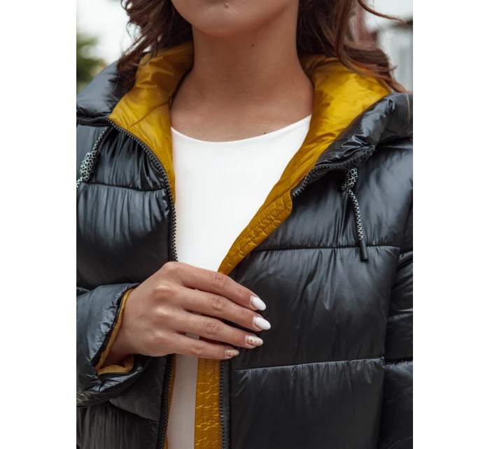 Dámský prošívaný zimní kabát s kapucí černý model 21979884 - Dstreet