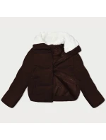 Dámská manšestrová bunda v čokoládové barvě s vysokým stojáčkem J Style (5M3230-158)