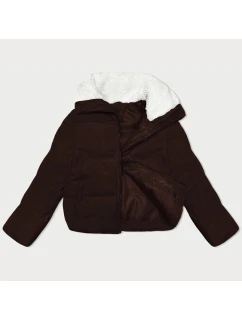 Dámská manšestrová bunda v čokoládové barvě s vysokým stojáčkem J Style (5M3230-158)