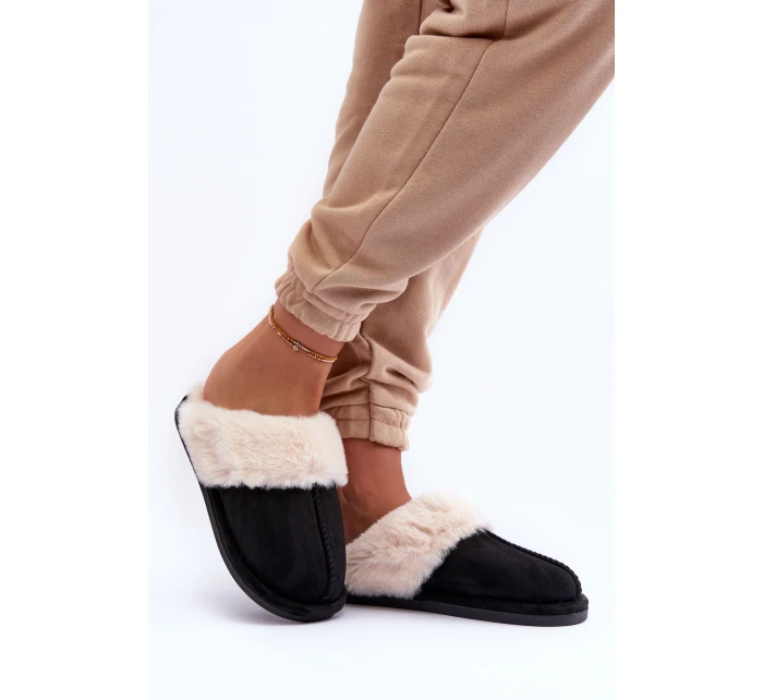 Dámské Pantofle s Kožíškem Černé model 21631507 - Boto