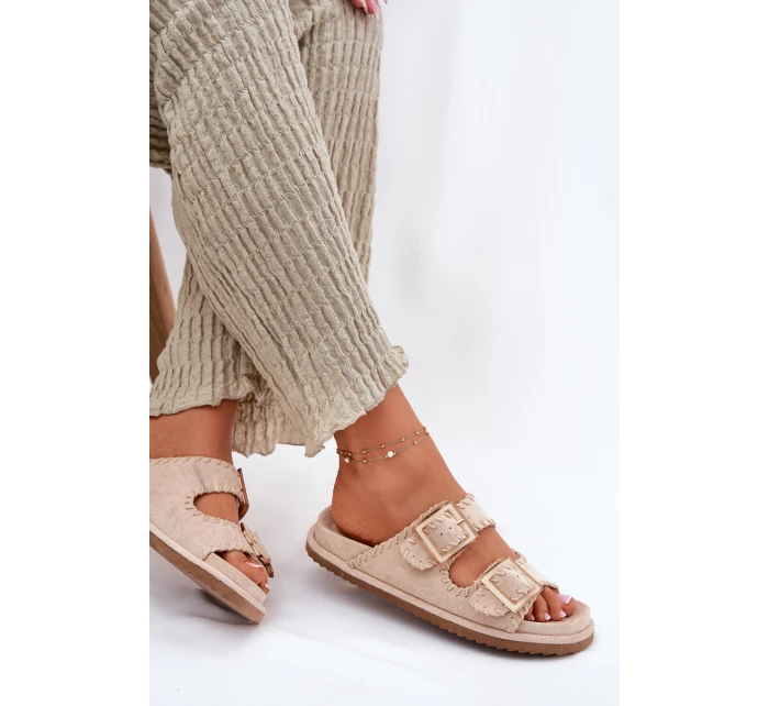 Dámské Sandály S Přezkami A Dekorativním Obšitím Béžové Visley Dámské Sandály S Přezkami A Dekorativním Obšitím Béžové Visley