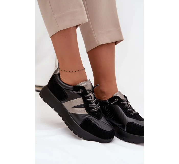 Dámské tenisky na platformě model 21712571 Černé - VINCEZA