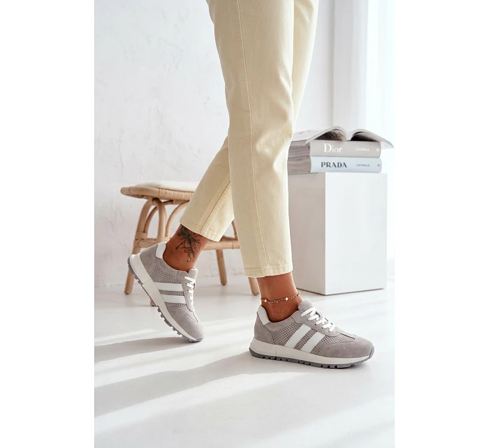 Dámské tenisky z pravé semišové šedé model 22069511 - EVENTO Dámské tenisky z pravé semišové šedé model 22069511 - EVENTO