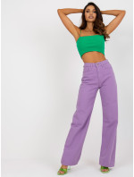 Dámské fialové džínové džíny s širokým vysokým pasem