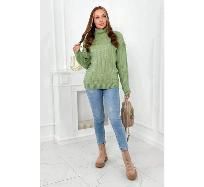 Svetr s rolákem S24-9  tmavá máta - Kesi