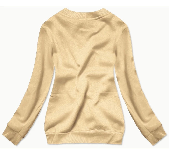 Světle béžová dámská tepláková mikina se stahovacími lemy model 21466528 - J.STYLE Světle béžová dámská tepláková mikina se stahovacími lemy model 21466528 - J.STYLE