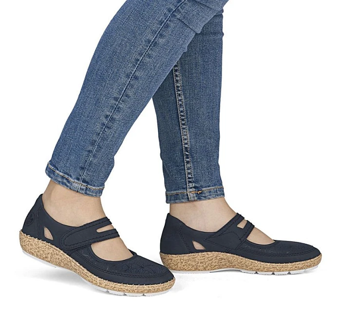 Dámská obuv na suchý zip tmavě modrá model 22060750 - Rieker Dámská obuv na suchý zip tmavě modrá model 22060750 - Rieker