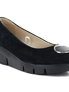 Dámské kožené polobotky na podpatku černé Vinceza model 22117636