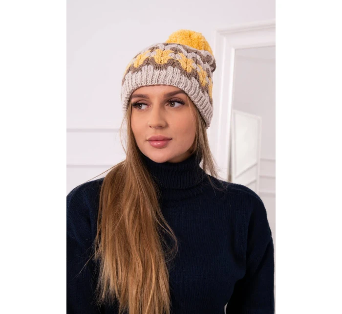 Dámská čepice Laila K283 light beige+cappuccino Dámská čepice Laila K283 light beige+cappuccino