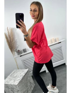 Bavlněná halenka s kapsou malinová