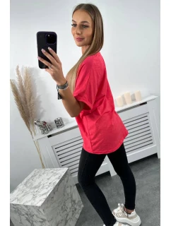 Bavlněná halenka s kapsou malinová