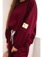 Komplet dámský máslový s volnou mikinou a kalhotami s nápisem LOVE khaki