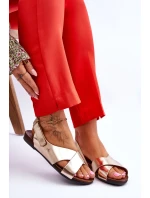 kožené sandály na suchý zip Zlaté Addison