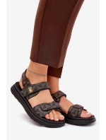 Materiálové dámské sandály na platformě černo-hnědé Leriot Materiálové dámské sandály na platformě černo-hnědé Leriot