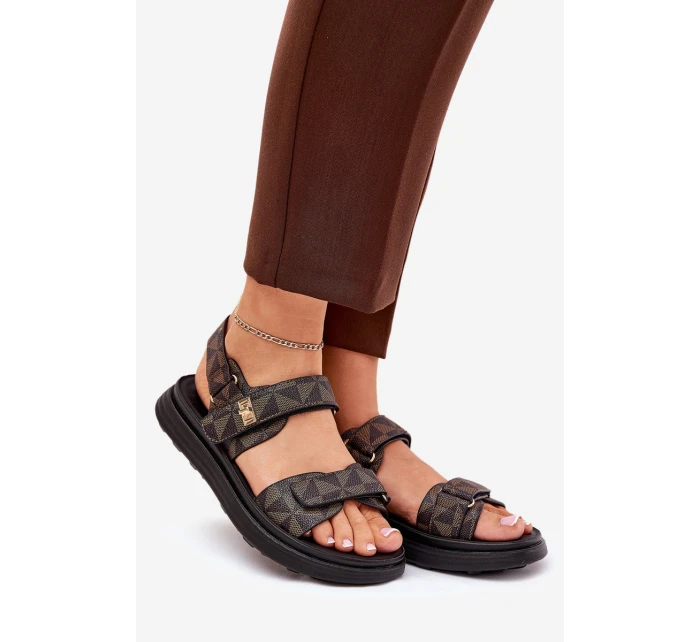 Materiálové dámské sandály na platformě černo-hnědé Leriot Materiálové dámské sandály na platformě černo-hnědé Leriot