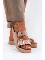 Dámské Pantofle Hladké  Béžové model 21695892 - Zaxy