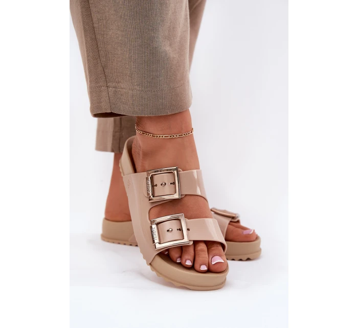 Dámské Pantofle Hladké  Béžové model 21695892 - Zaxy