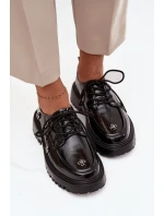 Lakované kožené dámské polobotky s přezkami model 21710370 Černé - Artiker