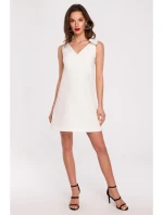 šaty áčkového střihu s mašlí barva ecru model 18004140 - Makover
