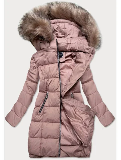 PIKOWANA DAMSKA KURTKA ZIMOWA Z KAPTUREM RÓŻ model 21242060 - Libland