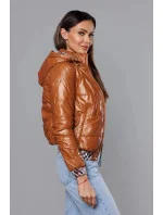 Krátká dámská bunda v karamelové barvě s ozdobným lemováním model 18019190 - S'WEST