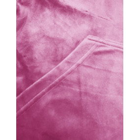 Tmavě růžová dámská velurová souprava s rozepínací mikinou (8C1176-19)
