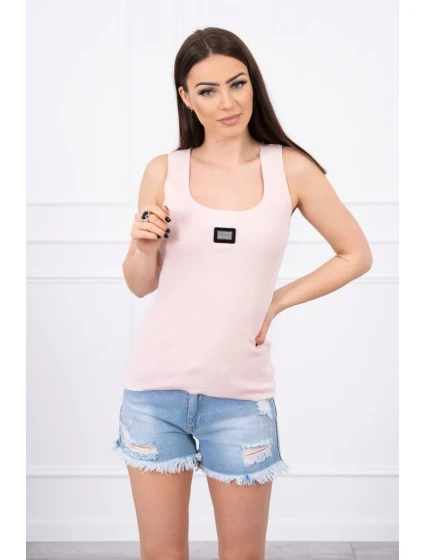 Žebrovaná halenka s blůzou pudrově růžová